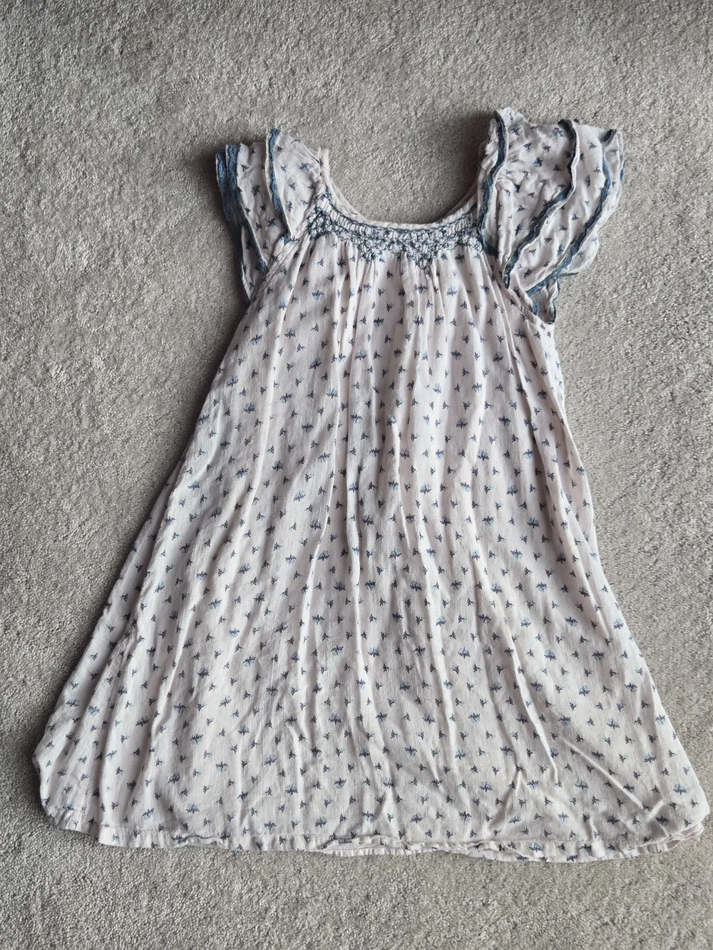ruby & bloom Pink Dress with Blue Trim and Print